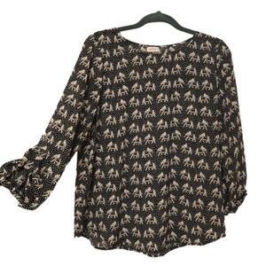 Pixley Elephant Print 3/4 Sleeve Blouse